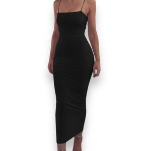 Sleeveless Black Camisole Bodycon Maxi Dress - NEW